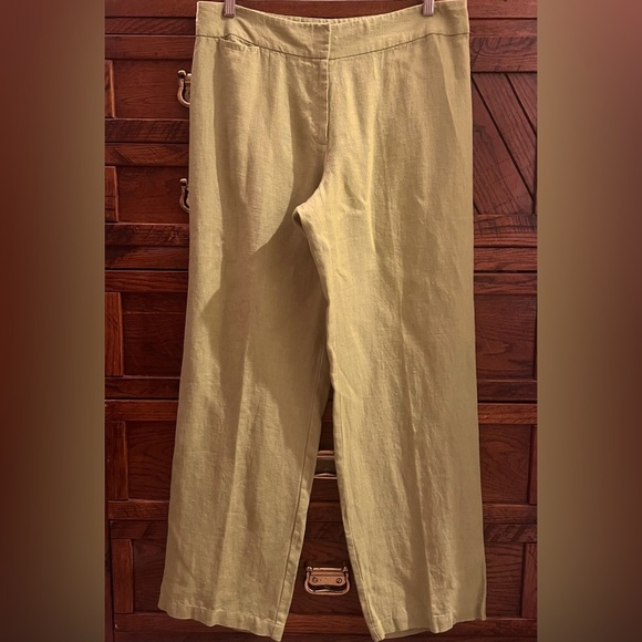 Eileen Fisher Pants - NEW Eileen Fisher Irish Linen Trousers Sz L Wide Leg Pants in Pistachio Green